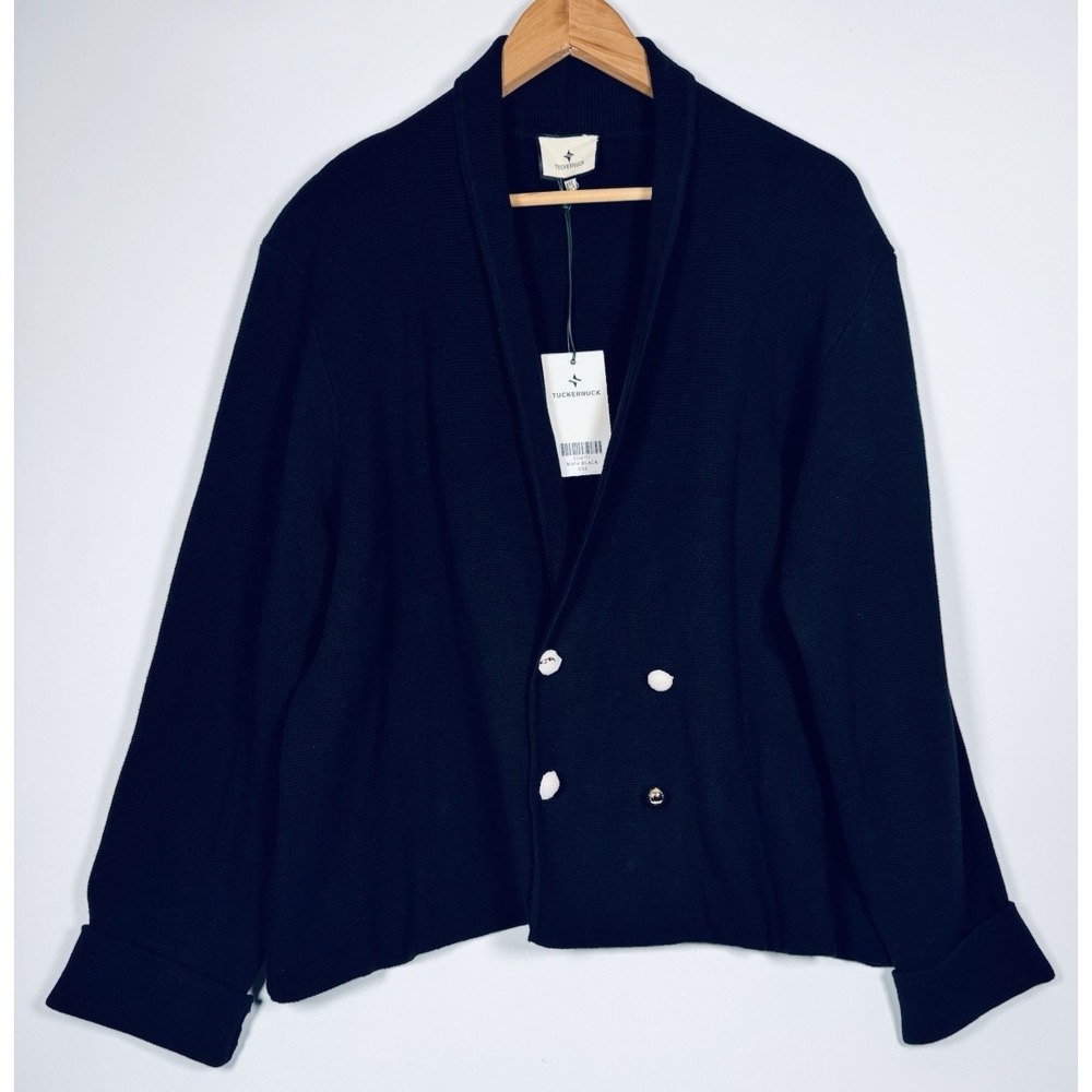 Tuckernuck Cassandra Sweater Jacket XXL Black Cotton Double Breasted Blazer